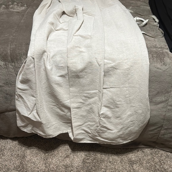 Tan and sage grey shower curtain - Picture 2 of 3